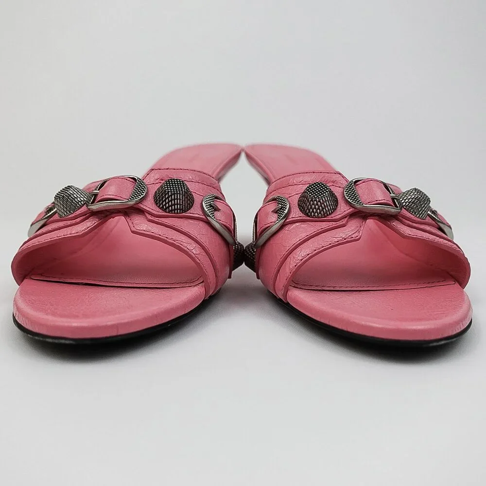 Balenciaga Sweet Pink Silver Detail Le Cagole Kitten Heel Sandals - EU 39/US 8 - Picture 7 of 11